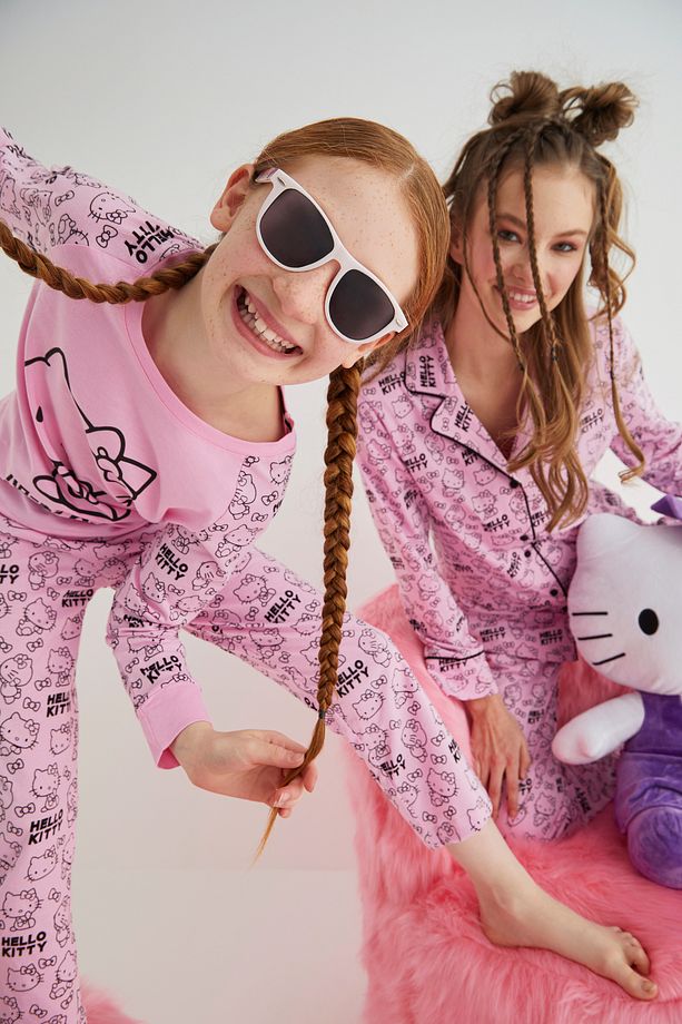 Lisanslı Düğmeli Uzun Kol 100% Pamuklu Pijama Takım Roz-53 - 8