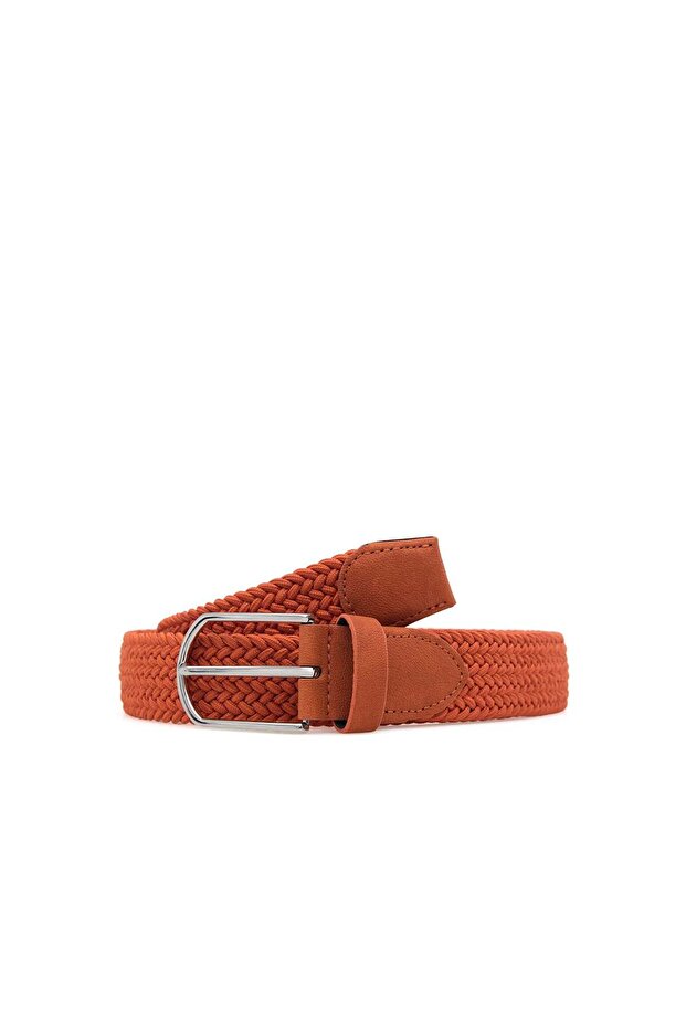 Orange Knitted Model Flexible Adjustable Men's Belt WMBLAKE
