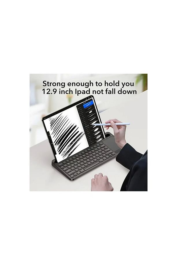 Rose Teknoloji Bk281 Bluetooh Wıreless Keyboard Siyah Touchpad Kablosuz Uyumlu Q Klavye - 5