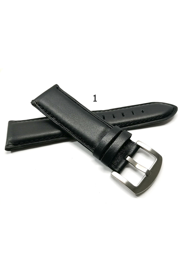 Genuine Leather 24 mm black leather watch band suitable for all brands No. 1