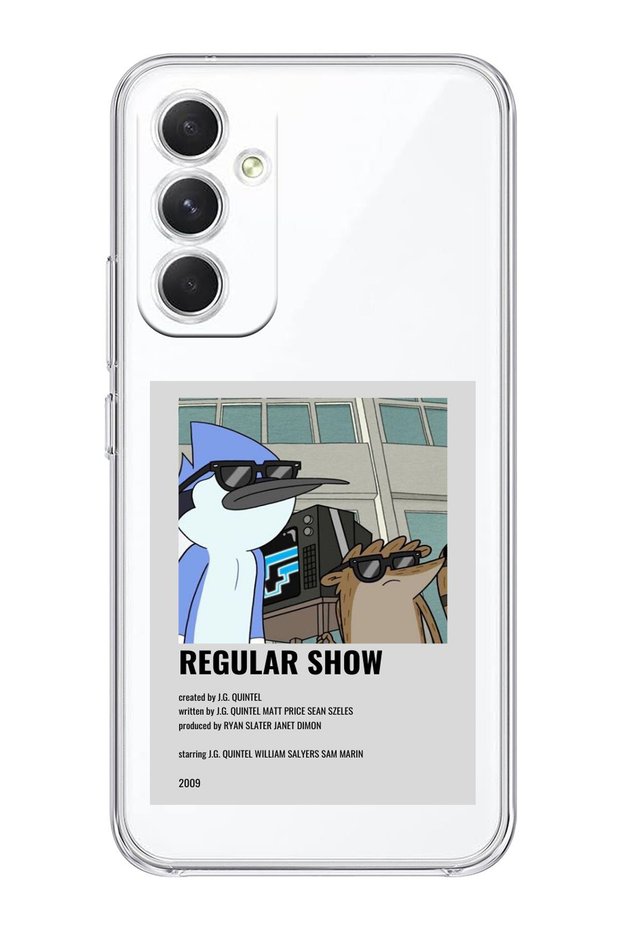 حافظة هاتف شفافة متوافقة مع هاتف Samsung Galaxy A35 مع نمط عرض عادي Mordecai وRigby
