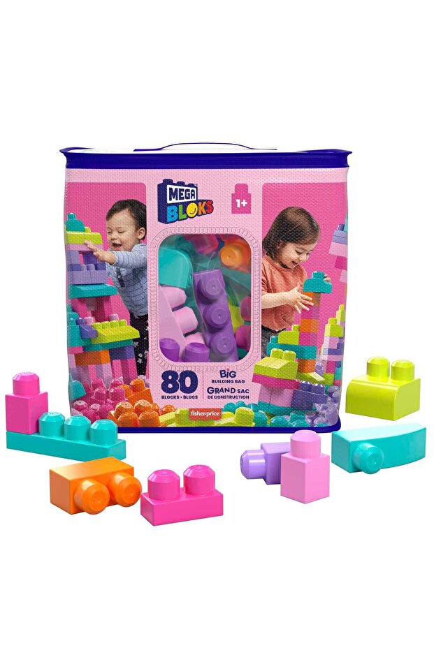 MB First Builders Big Building Bag 80pcs Pink - DCH62