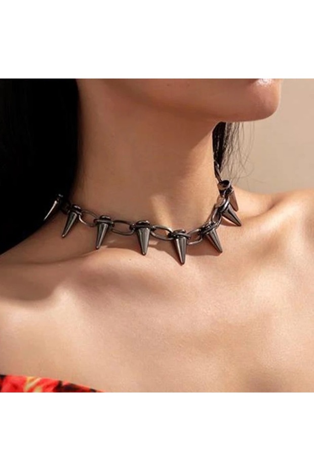 Çivili Gothic Punk Kolye - 7