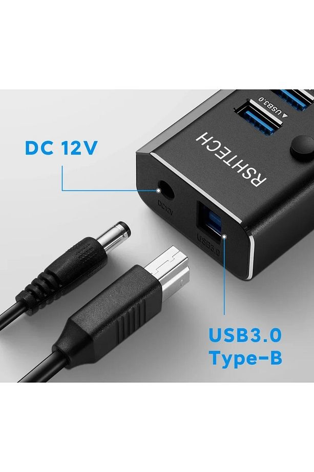 Alüminyum 5 Gbps 10 Port Usb 3.0 Data  Hub 12w 3A Power Adaptör Çevirici Dönüştürücü 10 Girişli - 6