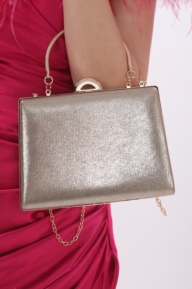 Gold Color Plaster Model Eye-Catching Evening Dress Portfolio Clutch Women's Bag New Season