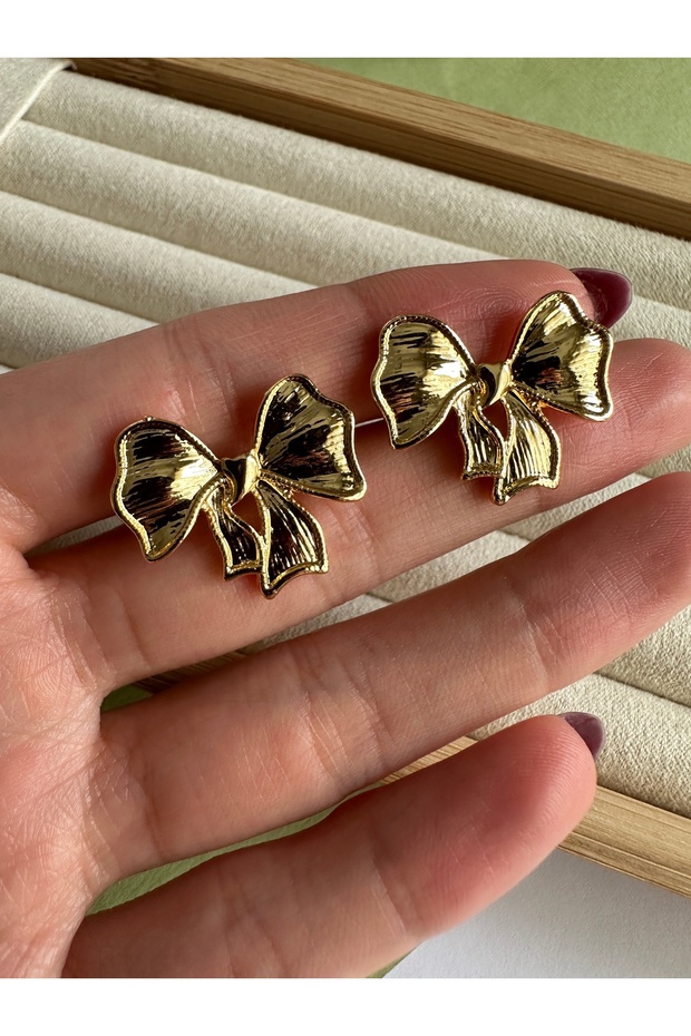 Gold Bow Earrings - 2