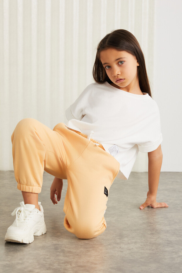 INGRID-GRM24033 75% pamuk 25% polyester süs etiketli şardonlu iplik kız çocuk jogger Yavruağzı Eşo - 3