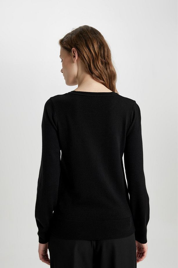 Regular Fit Yumuşak Dokulu Bisiklet Yaka Basic Düz Triko Kazak F7091az24wn - 6
