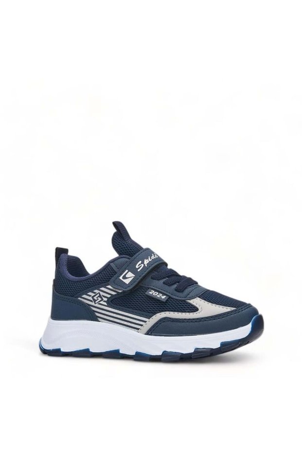 Spido Velcro Soft Flexible Lightweight Breathable Mesh Boys' Sneaker Sports Shoes Navy Blue