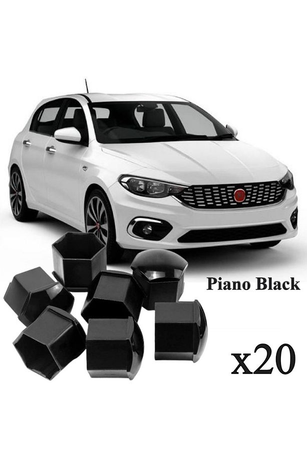 Egea Hatchback 2015-2019 Model Arası Uyumlu (20 ADET) Bijon Kapağı Takım Piyano Siyah - 1