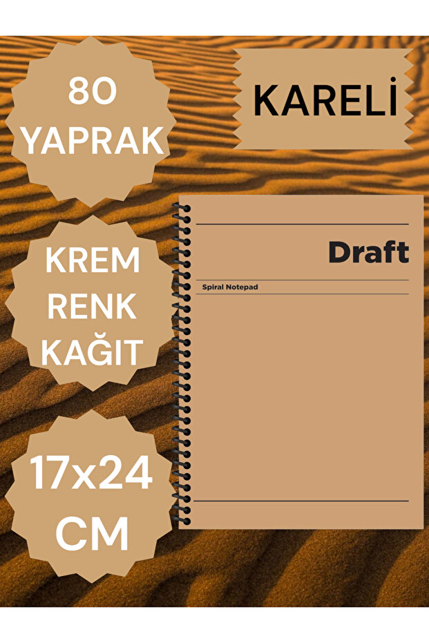 CHECKED 17X24 CM HARD COVER NOTEBOOK CREAM COLOR PAPER 80 SHEETS