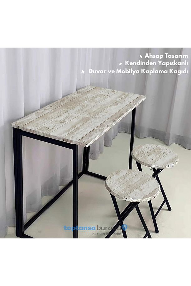 45cm×500cm Kendinden Yapışkanlı Ahşap Görünümlü Kaplama Kağıdı Mutfak Dolap Masa Duvar - 3