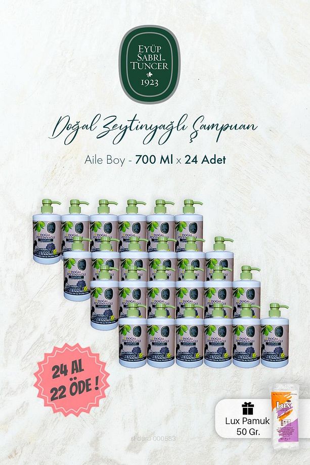 Doğal Zeytinyağlı Şampuan 24 AL 22 ÖDE 700 ml ve Pamuk - 1