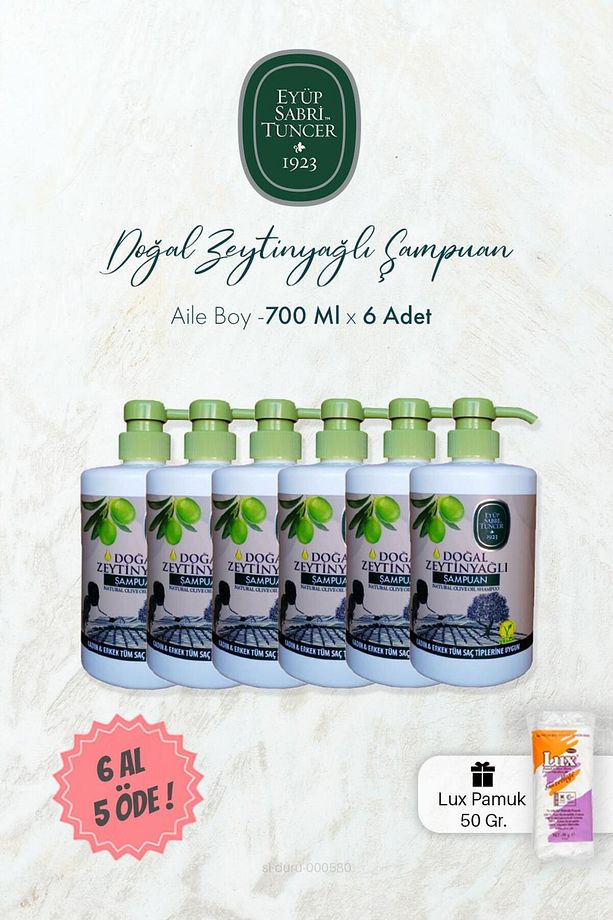 Doğal Zeytinyağlı Şampuan 6 AL 5 ÖDE 700 ml ve Pamuk - 1
