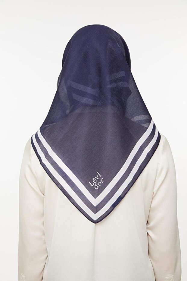 Eșarfă albastru bleumarin chihlimbar - 4