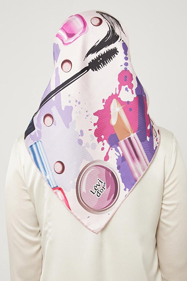 وشاح من الحرير الخالص بنمط مختلط أرجواني - 4