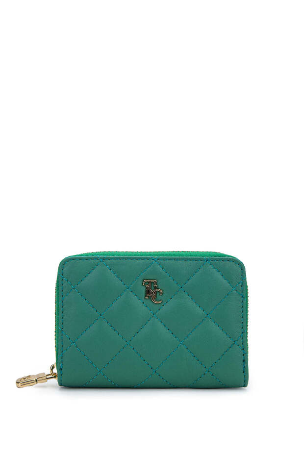 Unisex Genuine Leather Grass Green Wallet