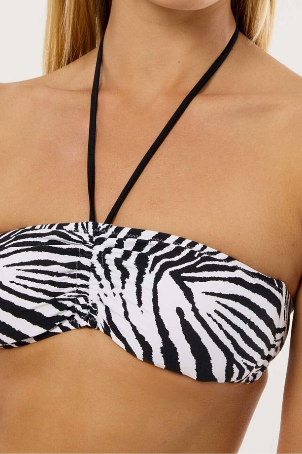 20522 Zebra Desenli Straplez Bikini Takımı - 3