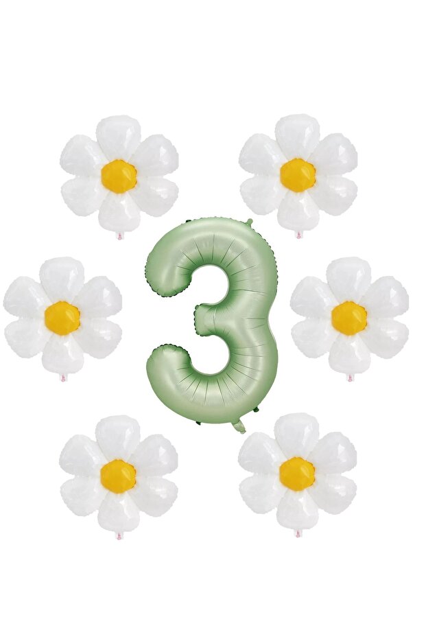 Best Water Green Color Number and 6 Daisy Foil Balloons Set Age 3