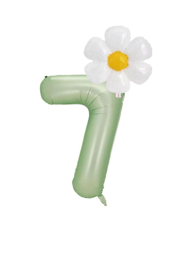 Best 7 Year Old Water Green Color Number and Daisy Foil Balloon Set