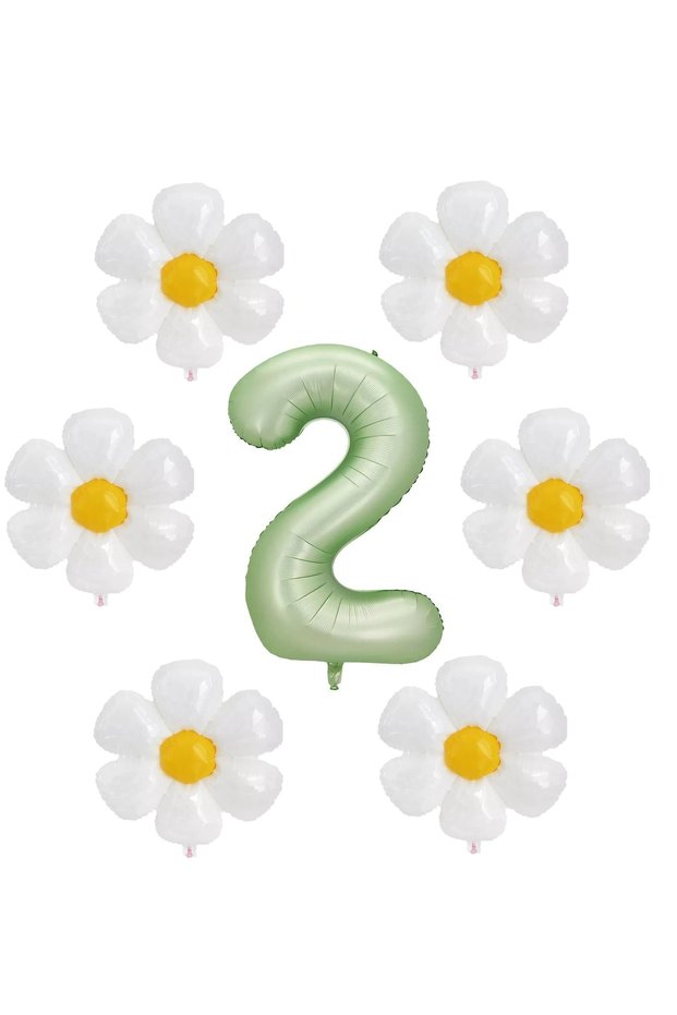 Best Water Green Color Number and 6 Daisy Foil Balloons Set Age 2