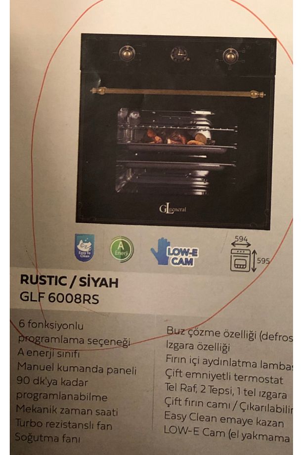 Glf 6008rs 6 Fonksiyon Rustik Siyah Ankastre Fırın - 2