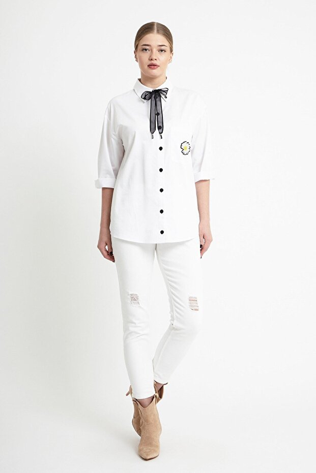 Beyaz Jean Pantolon - 1