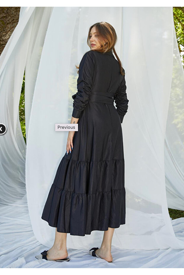 KUŞAK DETAY MİDİ BOY ELBİSE - 3