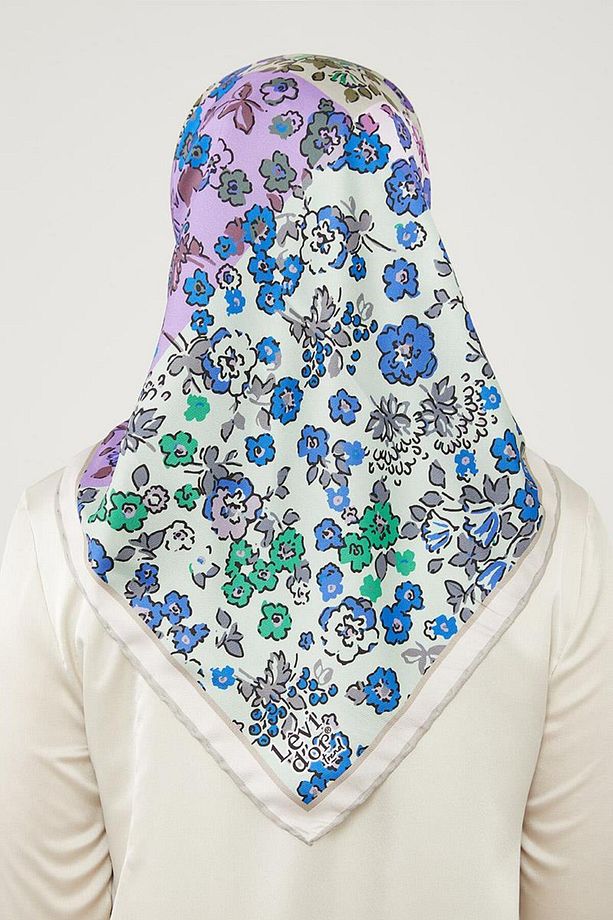 Mint Yeşili Mine Çiçeği Trend Twill Eşarp - 4