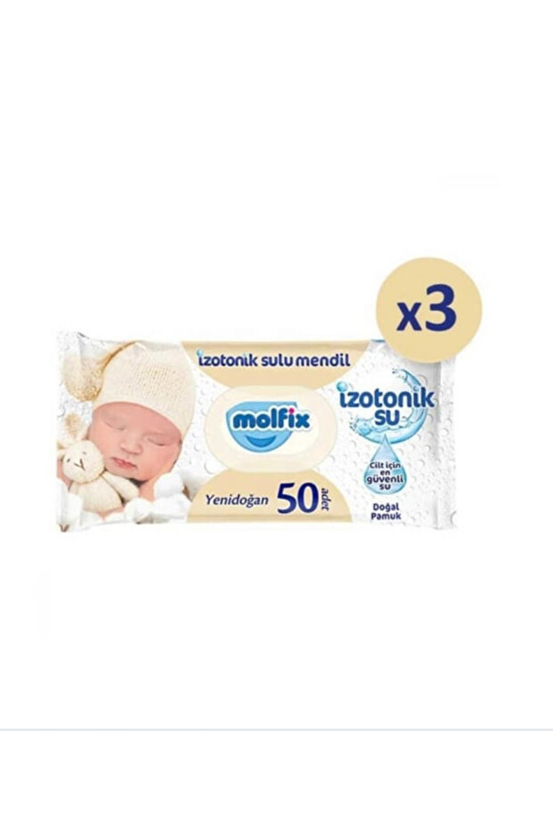 Newborn Isotonic Water Natural Cotton Wet Towel Wipe 3-Pack 150 Sheets