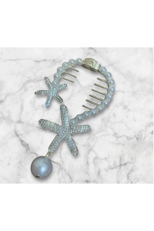 Metal Bun and Ponytail Buckle with Pearls and Embellished/ Metal Claw Bun Buckle