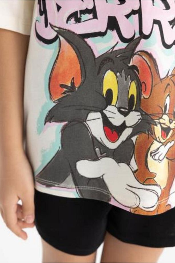 Kız Çocuk Tom & Jerry Pijama Takımı Kısa Kollu Üst Şort C2958a824sm - 5