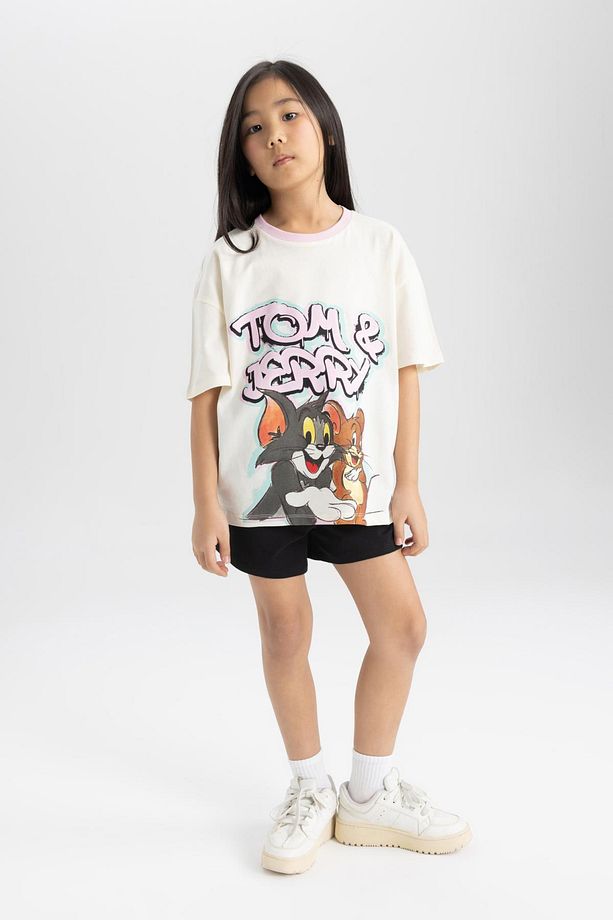 Kız Çocuk Tom & Jerry Pijama Takımı Kısa Kollu Üst Şort C2958a824sm - 1