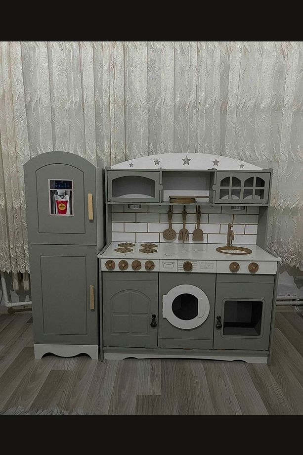 Boyalı Oyuncak Mutfak/buzdolabı Ve 2 Led Aydınlatma - 4