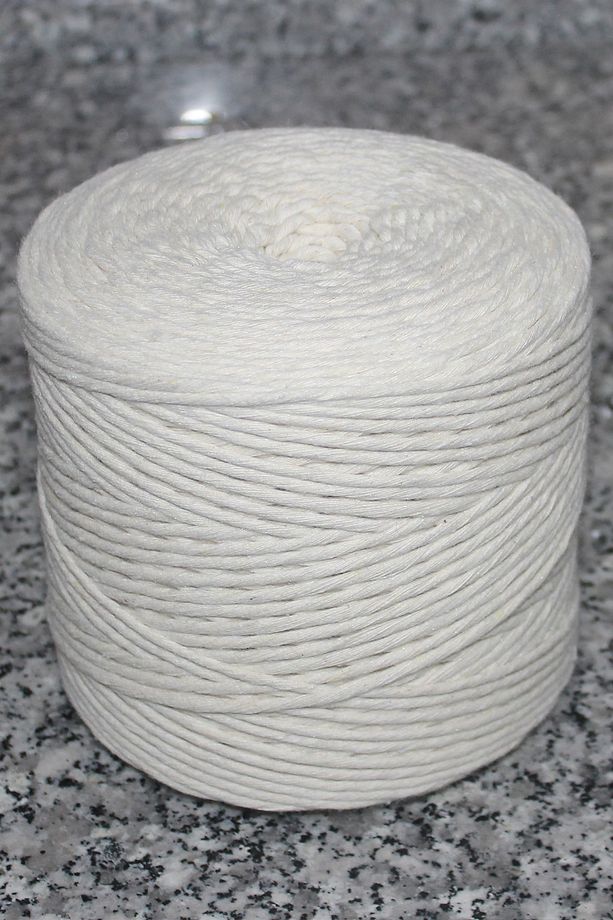 Makrome İp Ekru Renk 1 kg 3 mm Tek Büküm Taranabilir Makrome İpi - 3