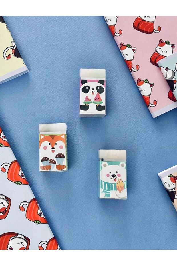 Ice Cream Patterned Animal Figure Eraser 1 Piece