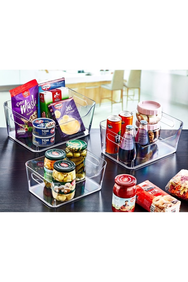 5 Lt Clear Refrigerator & Cabinet Organizer 3 Pieces 27cm x19cm x11 Cm ep-436