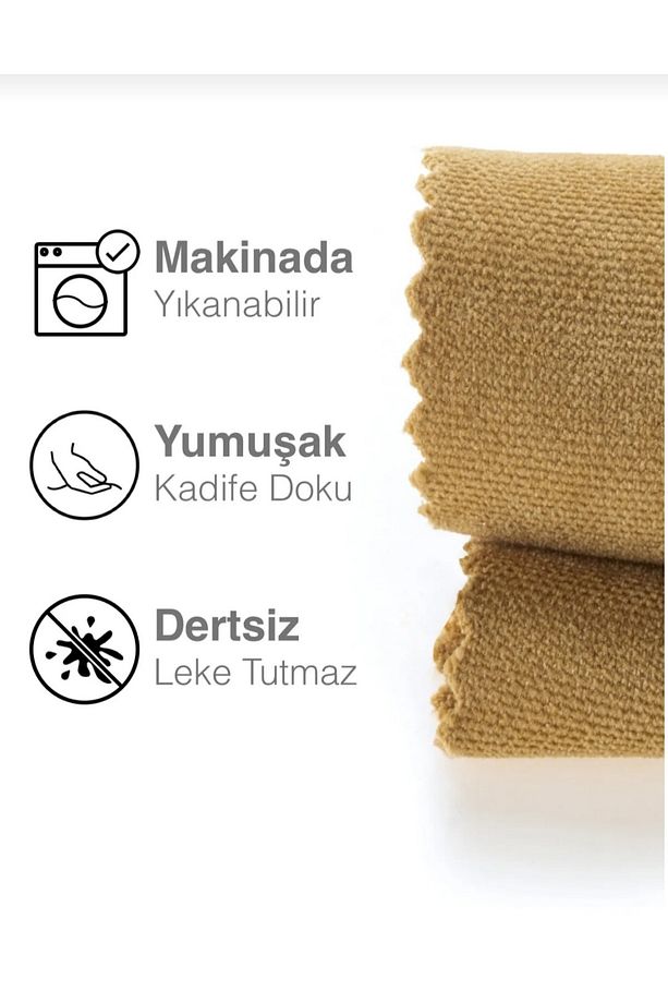 Deve Tüyü Renk Ada Fon Perde Lüx Kadife Dokulu Düz Dikişli Ekstrafor Büzgü 1.sınıf Kalite - 3