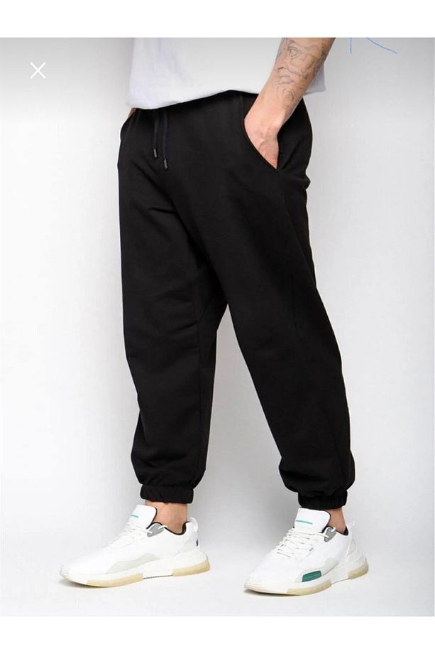 Erkek Oversize Basic Eşofman Altı Siyah - 1