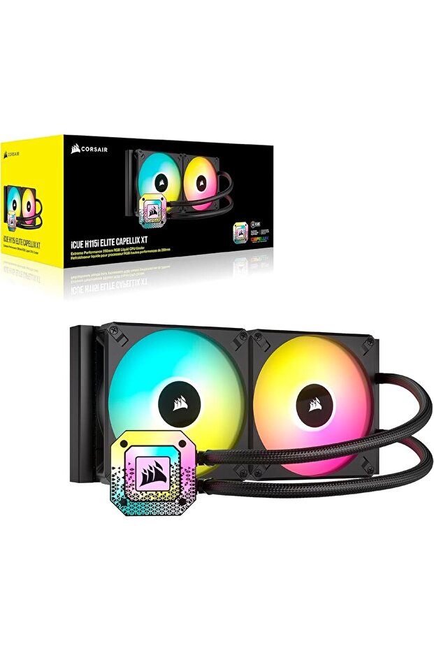 İcue H115İ Elite Xt 280Mm 2 X Af140 Rgb Fan Sıvı İşlemci Soğutucusu Siyah (Cw-9060069-Ww) - 1