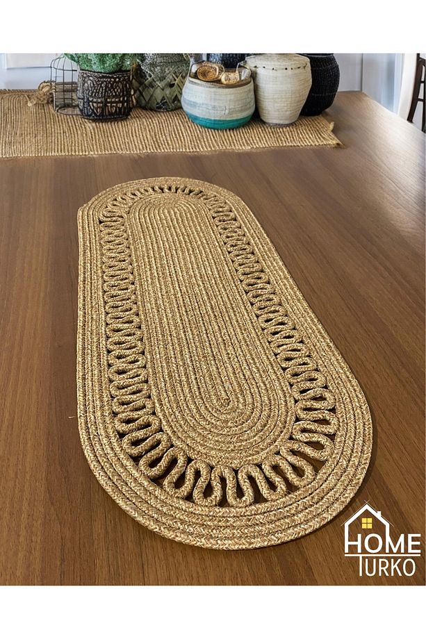 Jüt, Hasır, Dekoratif Masa Örtüsü, Runner 30x70CM, Amerikan Servis, Sehpa Örtüsü, Bohem Tarzı - 2