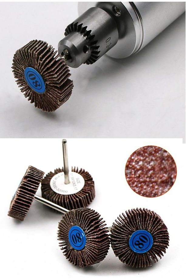 Flap Disk Taşlama Parlatma mini disk seti matkap gravür için Alüminyum Oksit 5 adet mini Zımpara - 7