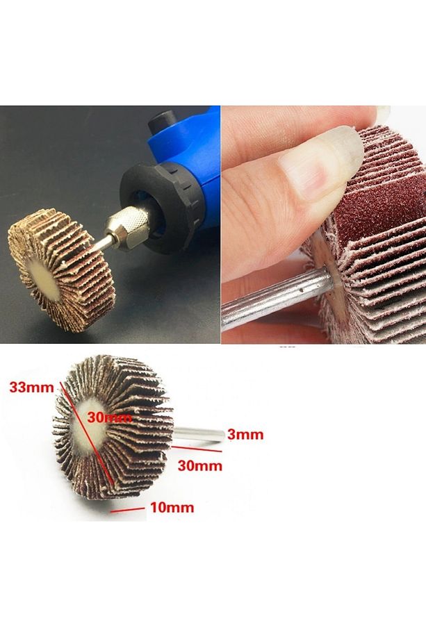 Mini Gravür Makinaları Için Mop Flap Disk Zımpara Seti 8li 3mm Sap Çoklu Yaprak Zımpara Takımı - 3