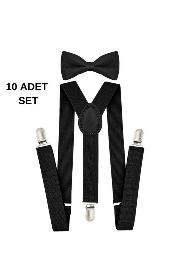 Pantalon Askısı Ve Papyon Takım 1-9 Yaş 10'lu Set - 1
