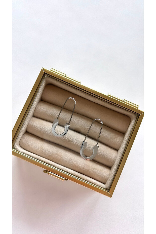 Çelik Çengel Silver Küpe