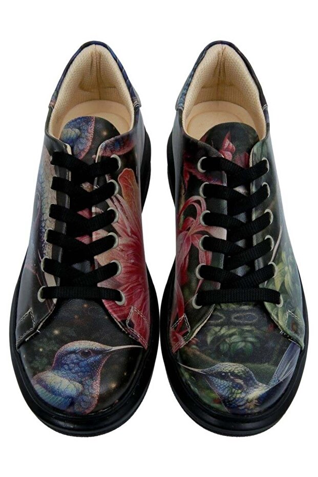 Women's Vegan Leather Black Sneakers - Magnificent Design