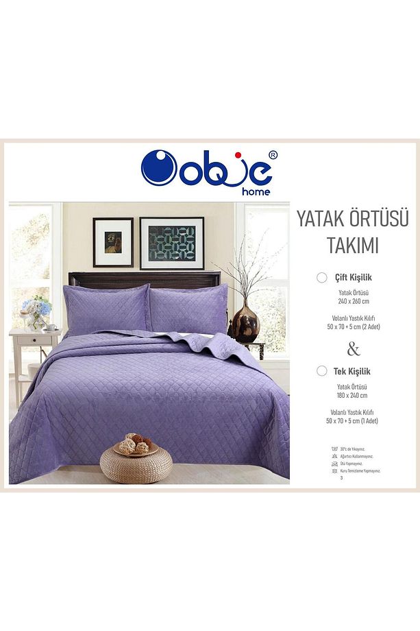 Kadife Tek  Kişilik Yatak Örtüsü Takımı - 1