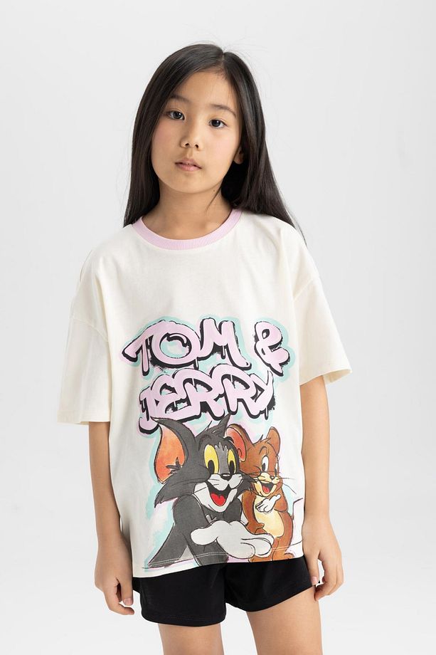 Kız Çocuk Tom & Jerry Pijama Takımı Kısa Kollu Üst Şort C2958a824sm - 4