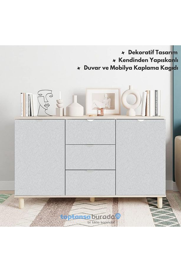 60cm×100cm Kendinden Yapışkanlı Modern Görünümlü Duvar Kağıdı Mutfak Dolap Masa Kaplama - 8