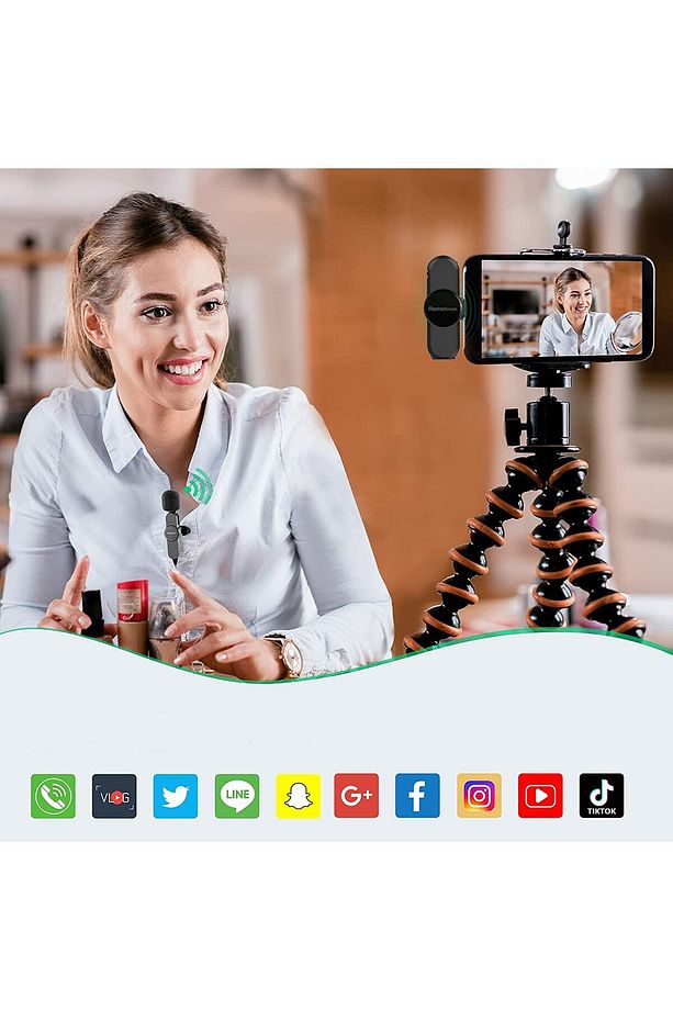 Iphone Lightning Girişli Kablosuz Yaka Mikrofonu Wireless Youtube Tiktok Yayın Için Mikrofon - 4